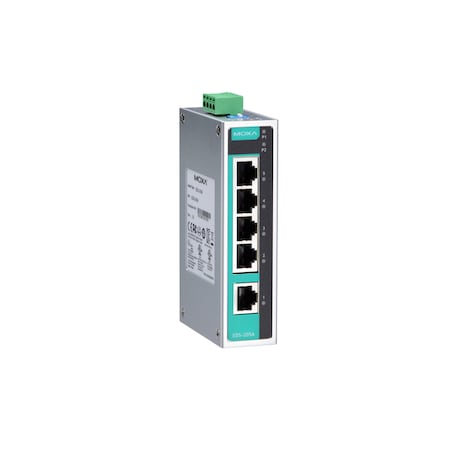 Moxa Unmanaged Ethernet Switch W/ 5 10/100Baset(X)Ports, -40 To 75 DegreeC EDS-205A-T